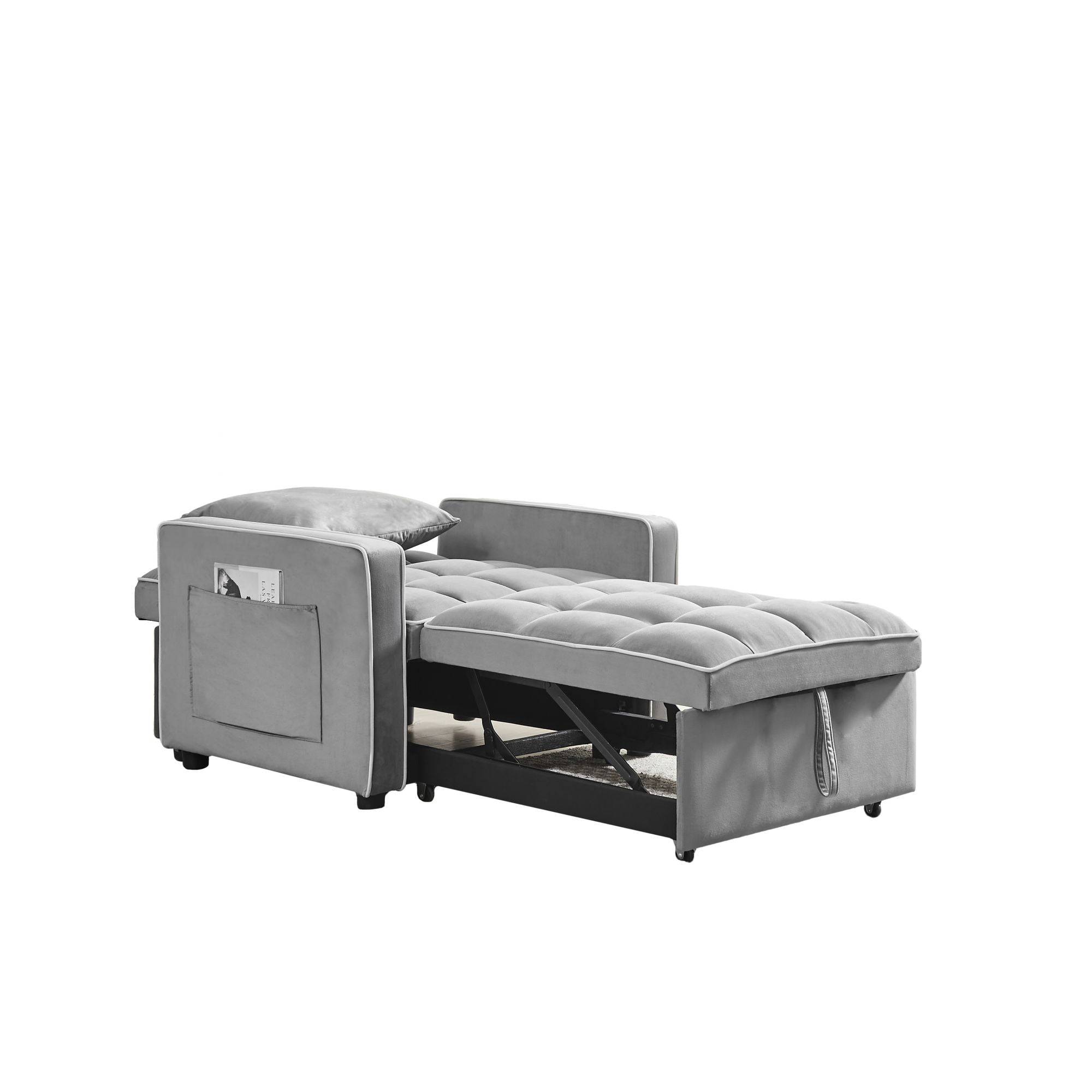 Aukfa Sleeper Chair Bed, Convertible Pull Out Sofa Bed for Living Room Apartment, Gray
