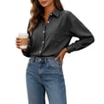 thumbnail image 6 of Button Down Shirts for Women Cotton Oxford Shirts Long Sleeve Dress Shirts Work Casual Solid Tunic Tops Collared Blouse Linen Tops, 6 of 6