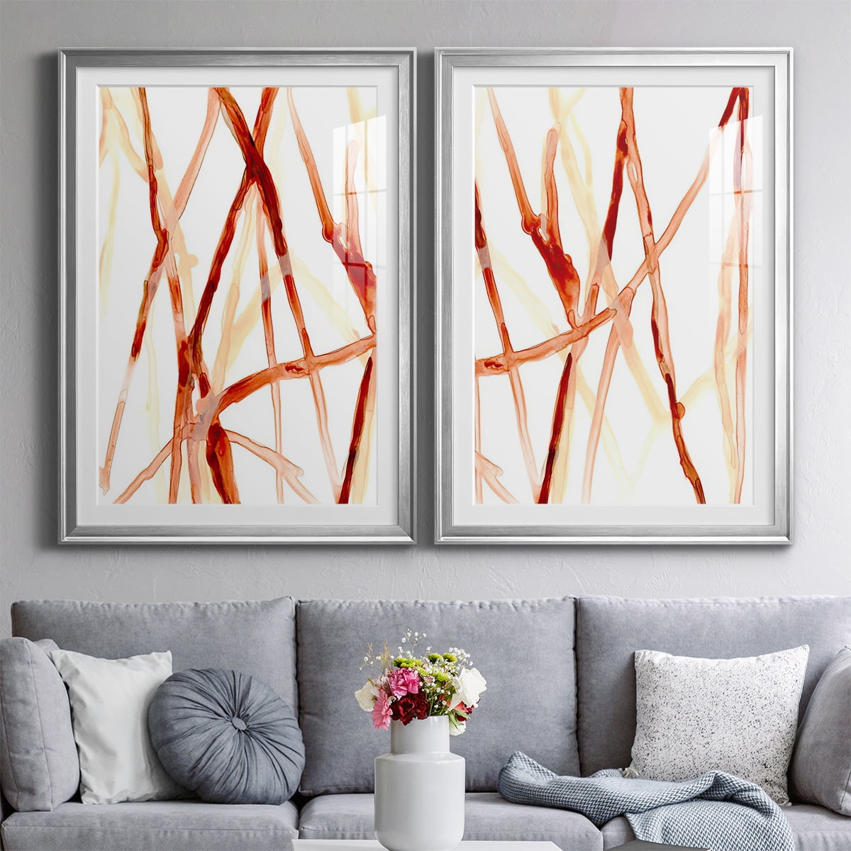 Wexford Home Runnel V Premium Framed Print, 26.5" x 36.5" - Ready to Hang, Silver (Set of 2)