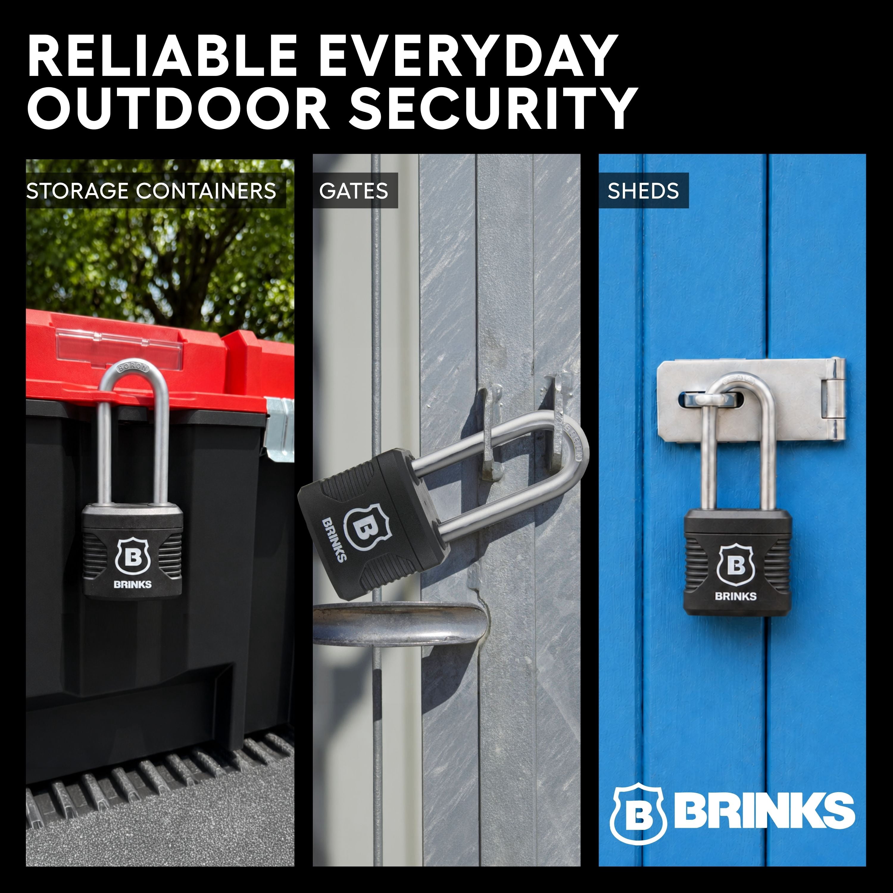 (6 pack) Brinks 1-3/4 in. (44mm) Weather-Resistant Laminated Steel Keyed Padlock with 2-1/2 in. (64mm) Long Boron Shackle