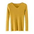 thumbnail image 3 of Otvok V Neck Ribbed Slim Fit Sweater for Women, Long Sleeve Solid Pullover, Stretchy Basic Layering Top for Autumn Winter, 3 of 7