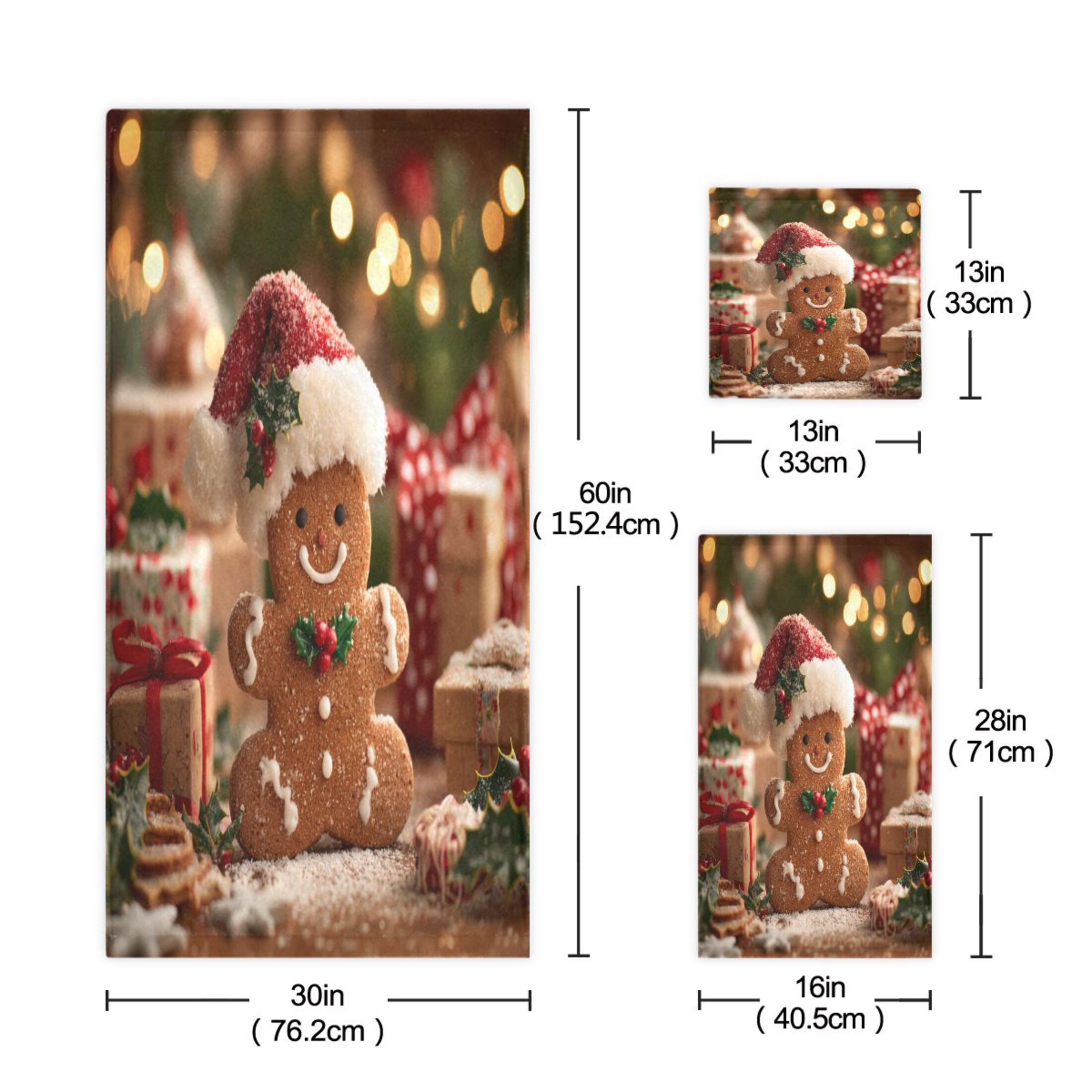 Three-Piece Towel Set Face Towel Towel Set Hand Towel Bath Towel Cotton Bath Towels Bath Towel Sets Hand Bath Towels Warm Cute Gingerbread Man
