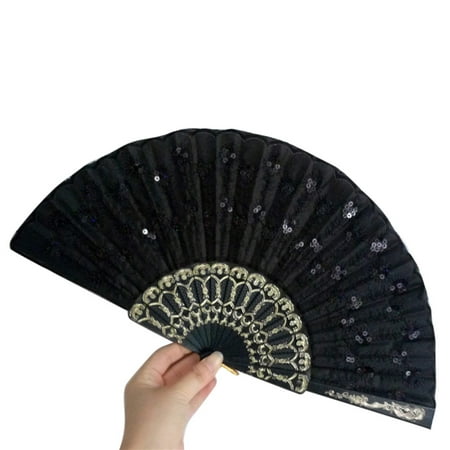 

Room decor Spanish Lace Silk Folding Hand Held Dance Fan Flower Pattern for Party Wedding home decor