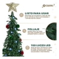 thumbnail image 3 of Árbol de Navidad Verde Tipo Lápiz Plegable 1.80 metros Esquimal + 150 Luces Led + Estrella + 35 Esferas Rojas y Verdes, 3 of 6
