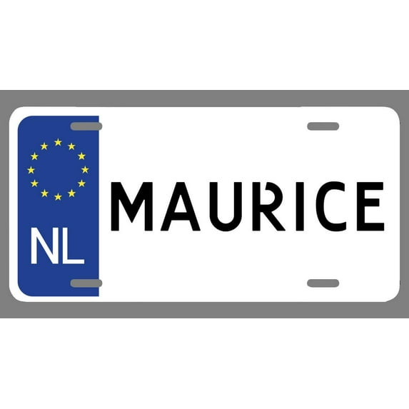 Maurice Name Euro Style License Plate Tag Vanity Novelty Metal | UV Printed Metal | 6-Inches By 12-Inches | Car Truck RV Trailer Wall Shop Man Cave | NP1170