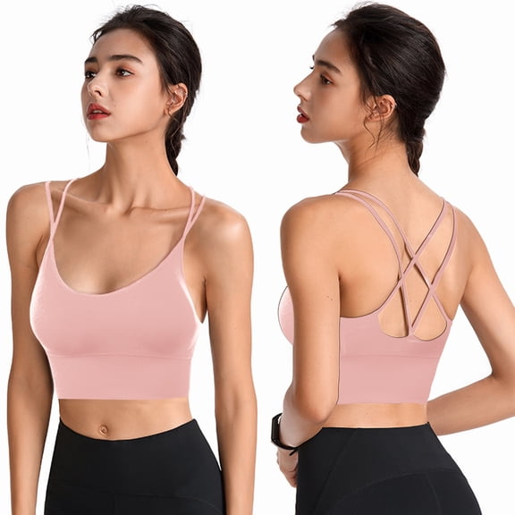 Womens Sports Bras Woman Bras With String Quick Dry Shockproof Running Fitness Large Size Underwear Bras for Women No Underwire Pink 2XL