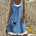 thumbnail image 1 of SMihono Robe d'Été pour Femmes Grande Taille Mode Femmes Décontractée Aguichant à Col Rond à Imprimé Floral Fausse Robe Deux Pièces Sans Manches, 1 of 5