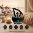 thumbnail image 4 of MUKTIVE Cremation Urns for Women & Men (1 Large 10 ", 4 Keepsake 3 "), Religious Black Combo Sets Urns for Human Ashes, Mountain Urn for Adult Male & Female, Cremation Containers With Velvet Bag, 4 of 7