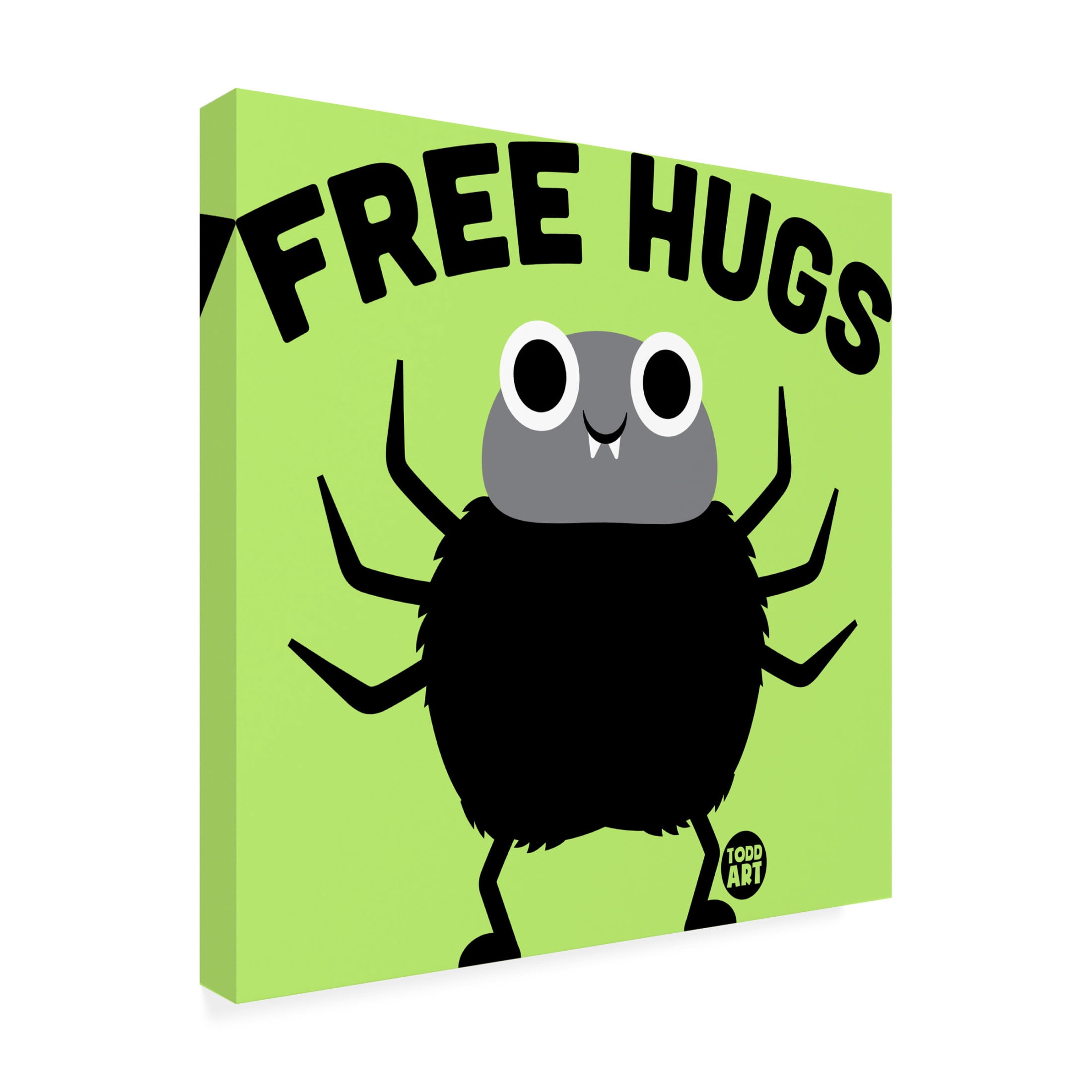 Canvas Wall Art - toddart 'Free Hugs Spider' Wall Art for Living Room, Bedroom, or Office Décor by Trademark Fine Art - 14 x 14 Inches
