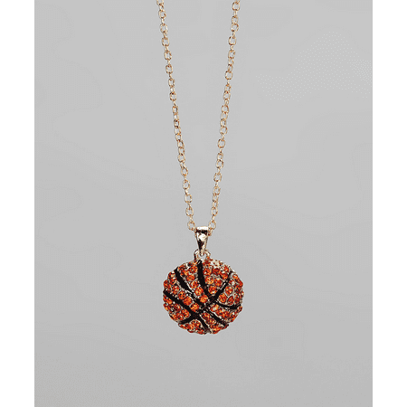 - Lux Accessories Gold & Orange Basketball Pendant Necklace Kids Girls Women's