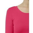 thumbnail image 4 of J. METHOD Women's Long Sleeve Scoop Neck Crop Top Solid Basic Casual Cropped T Shirts NEWT19 Coral L, 4 of 6