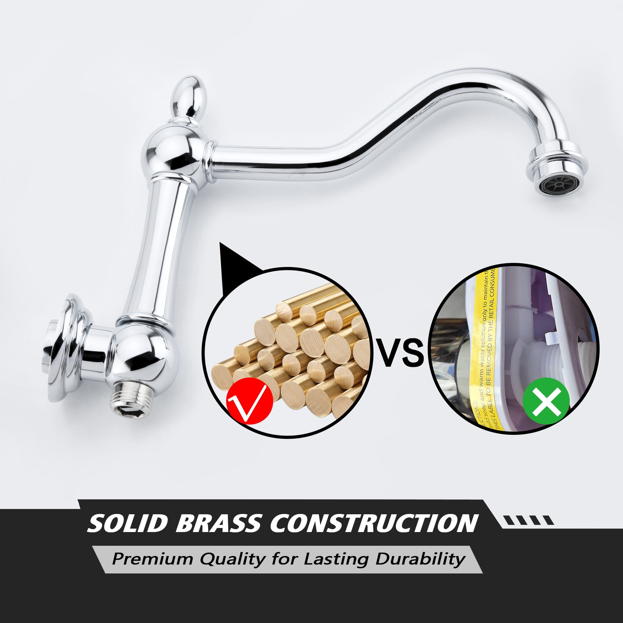 SUMERAIN Vintage Wall Mounted Bathtub Faucet with Hand Shower, High Flow Tub Filler with Rough-in Valve, Chrome
