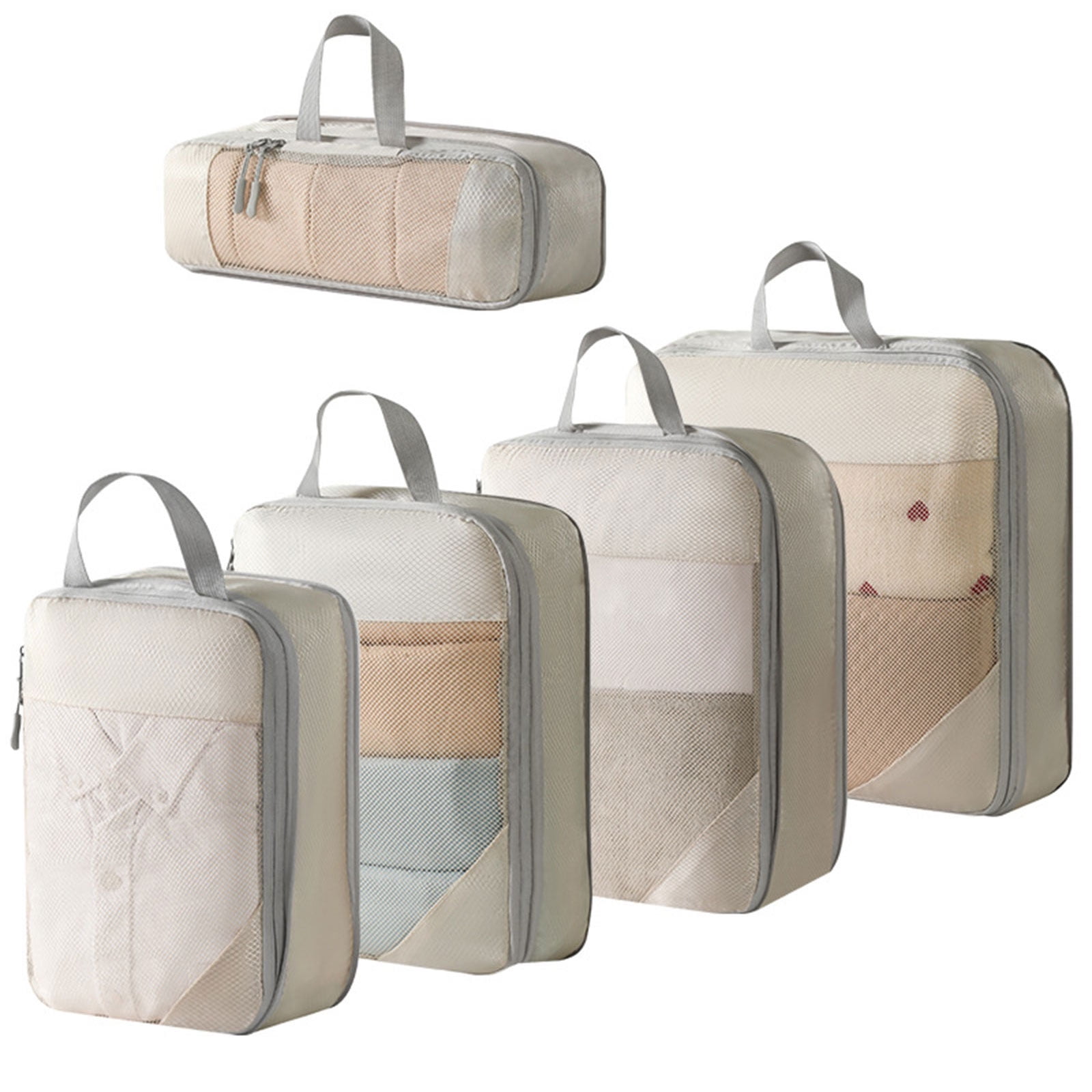 5-Pieces Convenient Mesh Packing Cubes Portable Storage Solution for Suitcases Travel Clothes Shoes Organiser Pouch Bag