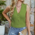 thumbnail image 3 of Women Crochet Knit Vest Top Button Up Deep V-Neck Sleeveless Sweater Vest Y2k Going Out Top 2025 Trendy Cropped Tops, 3 of 9