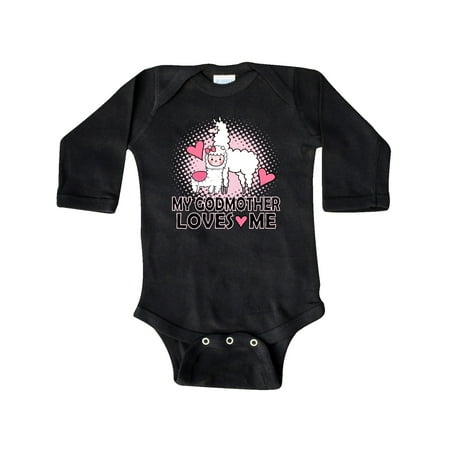 

Inktastic My Godmother Loves Me Llama Gift Baby Girl Long Sleeve Bodysuit