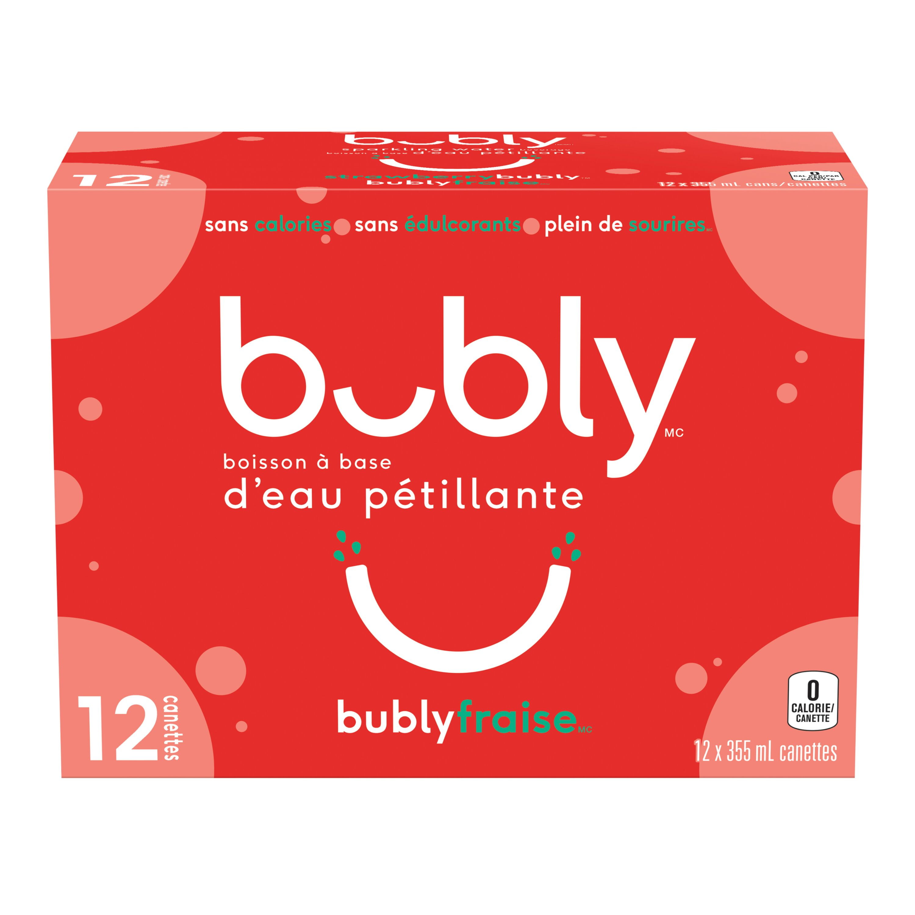 Bubly Strawberry Sparkling Water 12 x355 mL, Cans