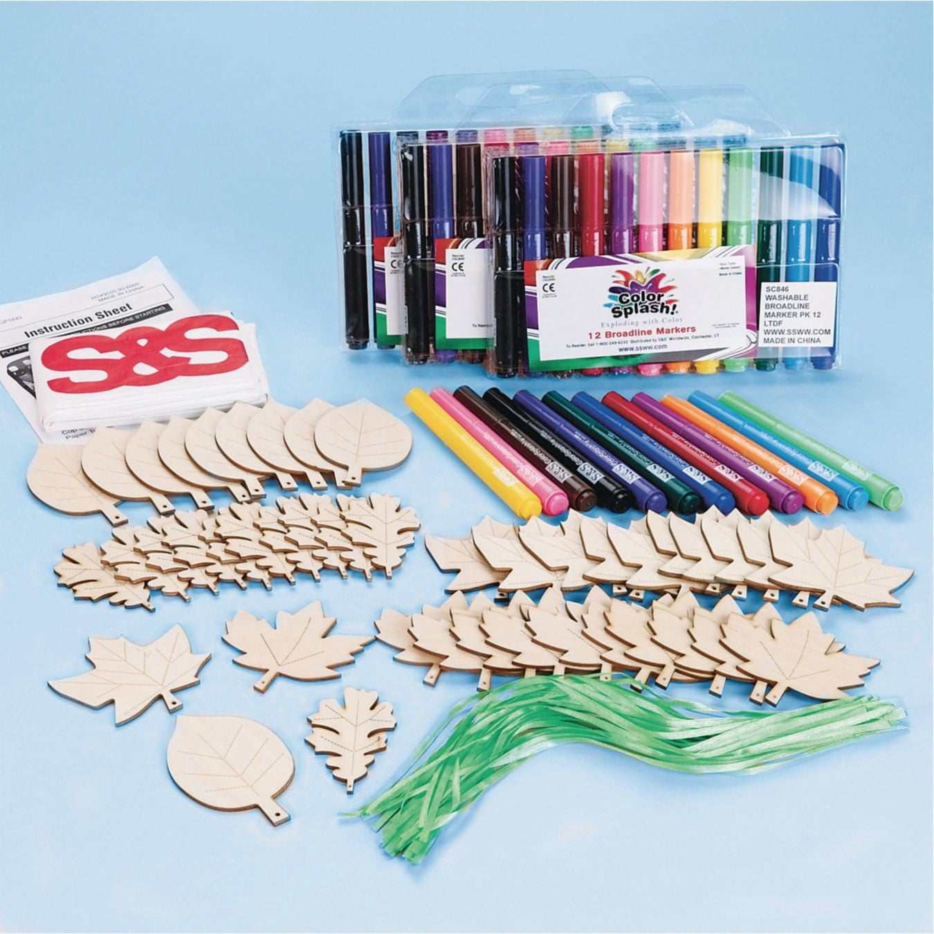 Wood Leaves Craft Kit (Pack of 48)