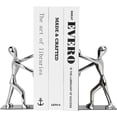 thumbnail image 1 of Kung Fu Man Bookends Heavy Duty Stainless Steel Non-Slip Bookend for Home, Office, Library, School, Decor (Kung Fu Man Silver), 1 of 5