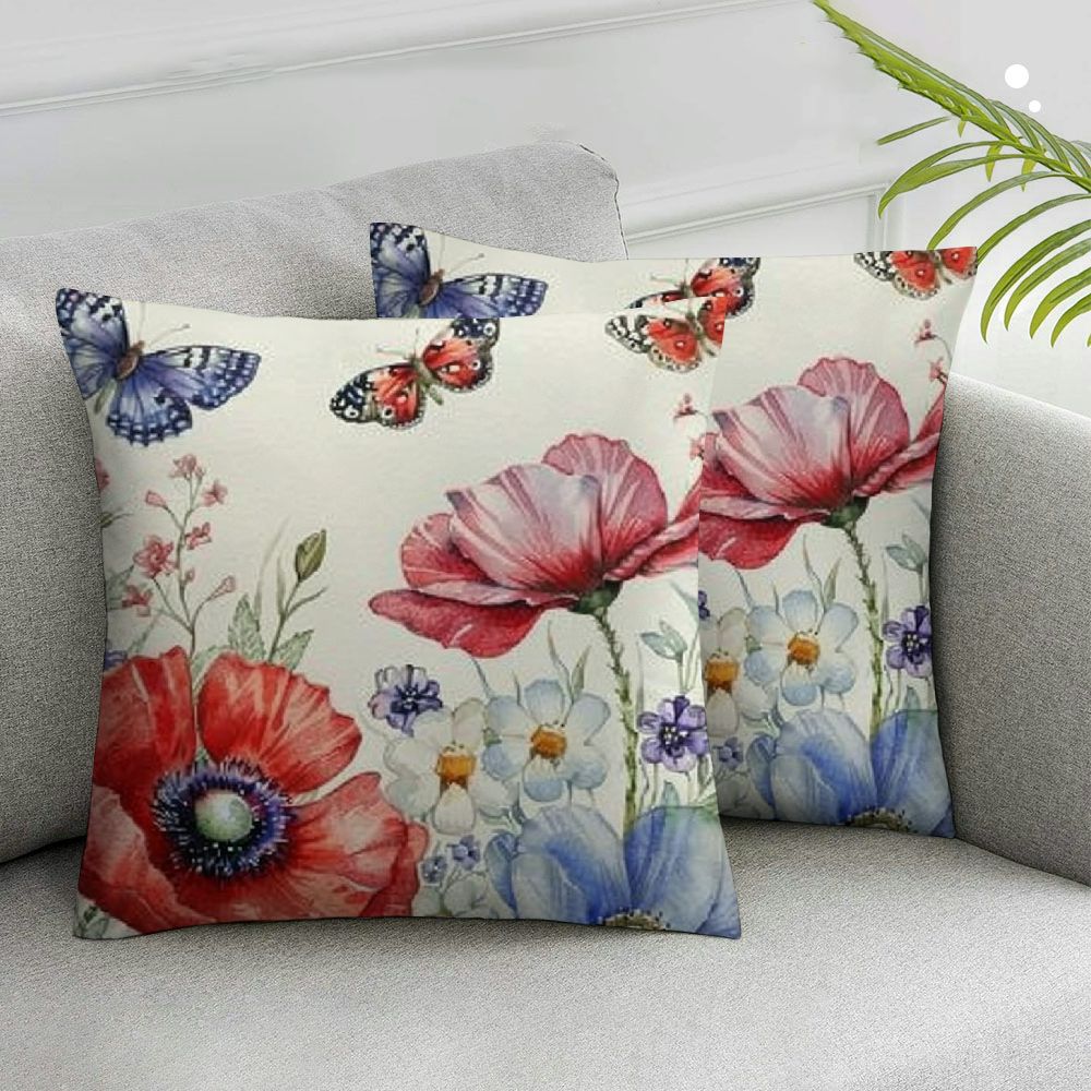 cffrgdeyh Pillow Set of 2 Blue Red Flower Throw Pillow Covers Outdoor ...