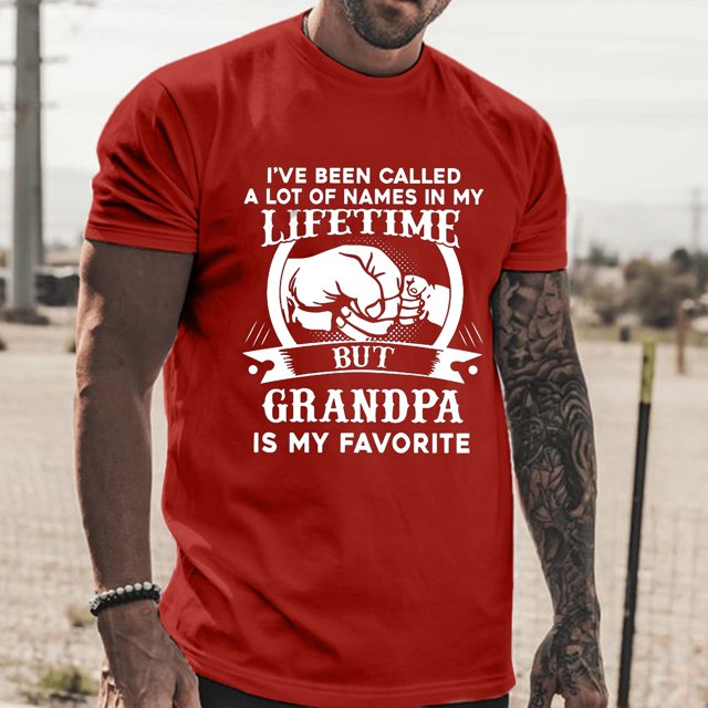iTNHFP T-Shirts pour Hommes Printemps et Été Fête des Pères Décontracté Rétro Impression Partielle T-Shirt Col Rond Manches Courtes