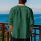 thumbnail image 4 of Blusas y camisas de manga larga con cuello en V para hombre, blusa informal de moda lisa con tirantes sueltos, blusa de manga larga con cuello en V, blusa de poliéster para hombre, 4 of 8