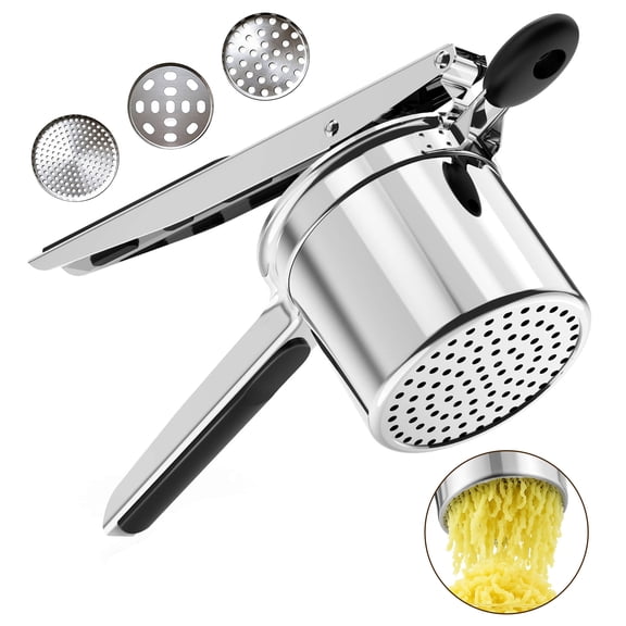 15oz Large Potato Ricer Stainless Steel with 3 Discs, Heavy Duty Potato Masher Kitchen Tool