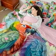 thumbnail image 4 of Manfei Boys Girls Cartoon Parrots Bedding Comforter Set 7 Pieces,Chic Floral Flower Full Bedding Set Lightweight,Happy Valentine's Day Fitted Sheet Flat Sheet,Breathable Home Decor,Reversible, 4 of 8