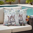 thumbnail image 4 of Bunny Easter Outdoor Waterproof Pillow Covers, Eucalyptus Leaves Spring Floral Eggs Wooden Decorative Square Throw Pillowcase Sofa Cushion Sham for Patio/Couch/Chair, 18"x18" 2 Pack, 4 of 8