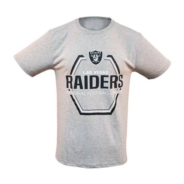 Playera NFL Talla EG de Manga Corta Raiders Gris Jaspe Hombre