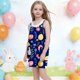 thumbnail image 5 of Vestido de Verano Casual para Niños 3-10T, Manga Volante Impreso Vestido Torcido, Vestido de Pascua para Niños Pequeños para las Vacaciones de Fiesta, 5 of 6