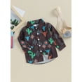 thumbnail image 3 of Meihuid Kids Boys Shirts Western Style Print Long Sleeve Toddler Clothes Tops, 3 of 9