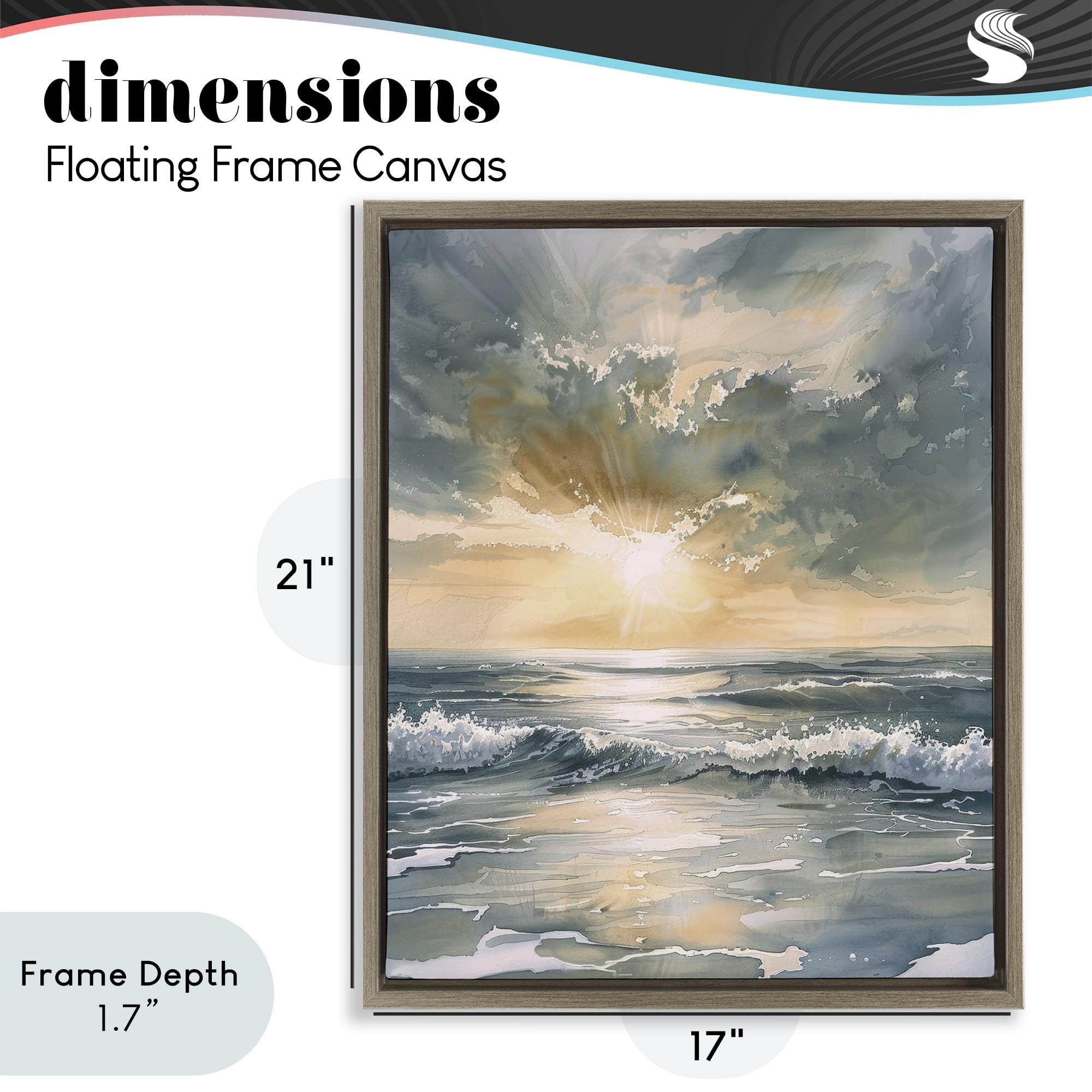Stupell Industries Sunlit Waves Golden Reflection Brown Framed Floater Canvas Wall Art, design by Petal Prints Design