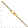 thumbnail image 3 of Real 14kt Yellow Gold Medical Semi-Solid Soft Diamond Shape Red Enamel Figaro ID Chain Bracelet; for Adults and Teens; for Women and Men, 3 of 3