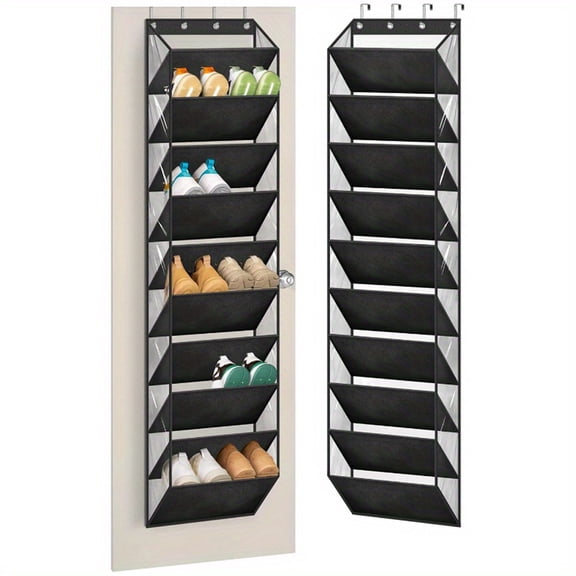 10-Tier Clear Over the Door Shoe Organizer Storage - Deep Pockets Large Hanging Shoe Rack for Closet Door, Fits 20 Pairs of Sneakers, Boots, Heavy-Duty Design