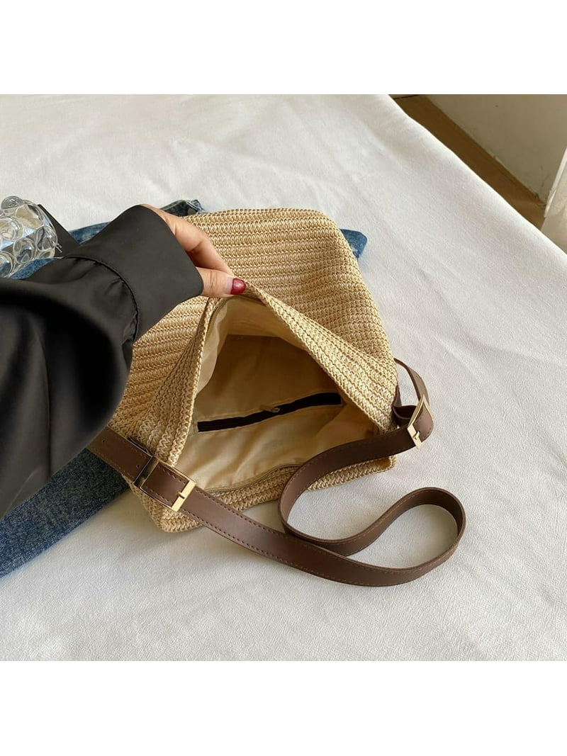 HLSOHJP Slouchy Straw Beach Bag Women Cute Hobo Shoulder HLSOHJP Slouchy Straw Beach Bag Women Cute Hobo Shoulder