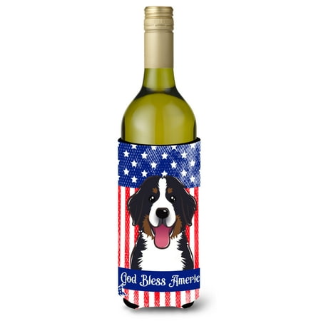 

Carolines Treasures BB2167LITERK God Bless American Flag with Bernese Mountain Dog Wine Bottle beverage Insulator Hugger
