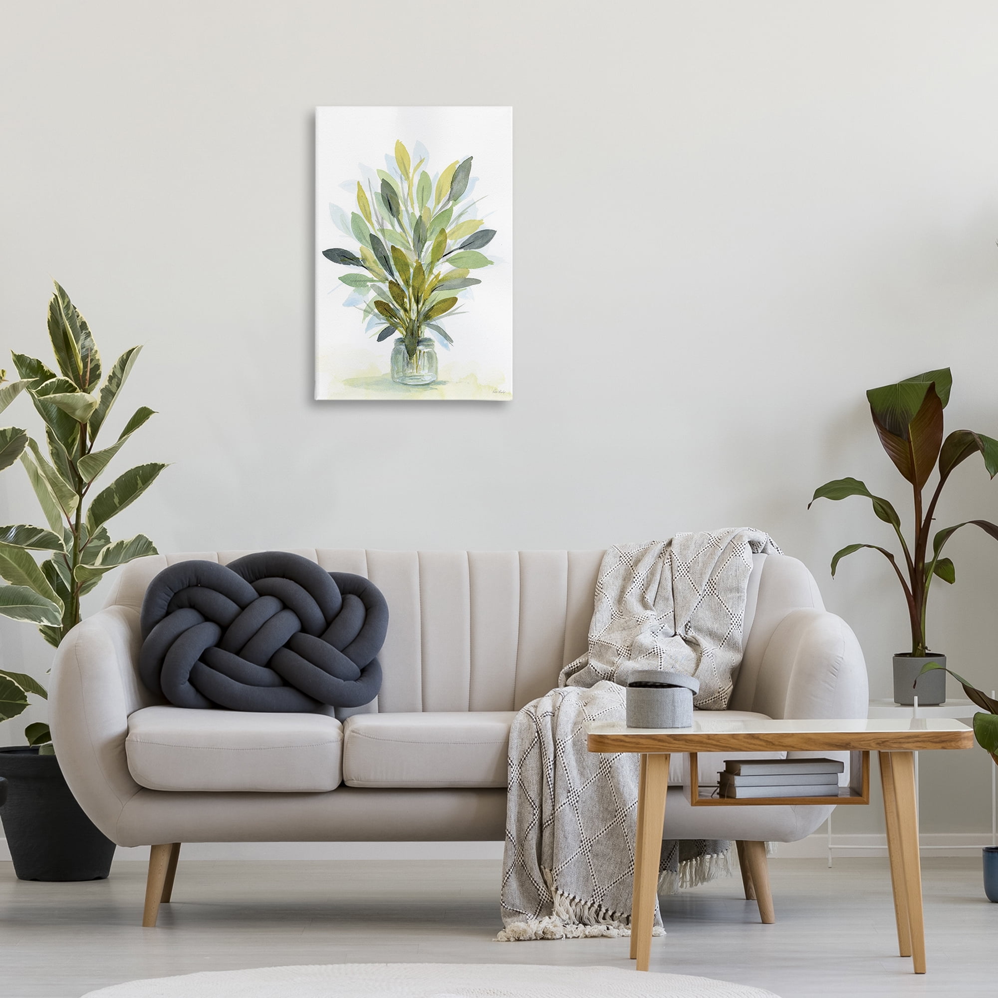 Stupell Industries Layered Leaves in Jar Botanical & Floral Painting Gallery Wrapped Canvas Art Print Wall Art, 20 x 30