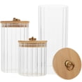thumbnail image 1 of 3Pcs Glass Jars with Bamboo Lids for Kitchen Storage and Home Organization, 1 of 8