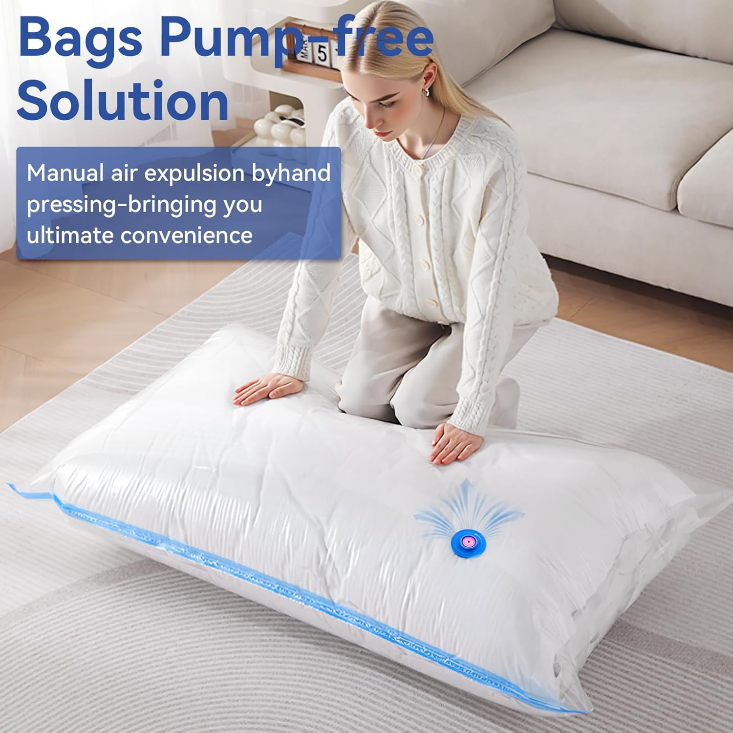 Vacuum Seal Bags for Clothing, Vacuum Storage Bags with Rechargeable Air Pump, Vacuum Seal Bags for Clothing Travel, Space Saver Vacuum Storage Bags, 12 Pack