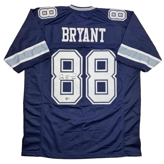 Autographed/Signed Dez Bryant Dallas Blue Football Jersey Beckett BAS COA
