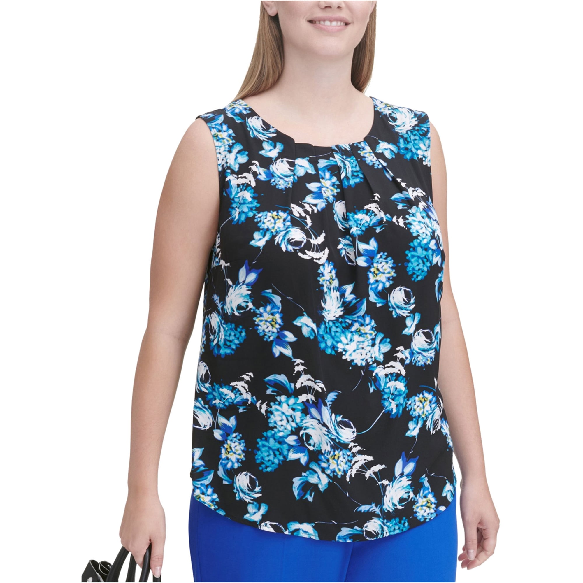 calvin klein sleeveless pleated top