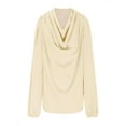 thumbnail image 7 of Women's Chiffon Tops Long Sleeve Draped Collar Cowl Neck Solid Color Shirts Casual Loose Work Office Blouses(X-Large,Yellow), 7 of 7