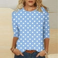 thumbnail image 2 of CHGBMOK Women Polka Dots T Shirt 3/4 Sleeve Tunic Crew Neck Tee Casual Dressy Blouses Loose Pullover Shirts, 2 of 4