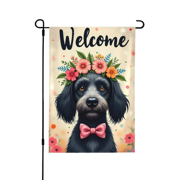 Easter Garden Flag Easter Egg Golden Doodle Dog Double Sided Flags For Outside Welcome Holiday Flowers Outdoor Lawn Yard Decorations 12.5x18 Inch 1 Flag