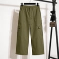 thumbnail image 5 of Womens Capri Pants Lightweight Loose Straight Multi‑Pocket Cropped Hiking Pants Green, 5 of 6