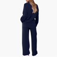 thumbnail image 6 of Womens 2 Piece Fall Outfits Long Sleeve Button Down Shirt and Wide Leg Pant Sets Loose Casual Streetwear (XL, Navy), 6 of 6