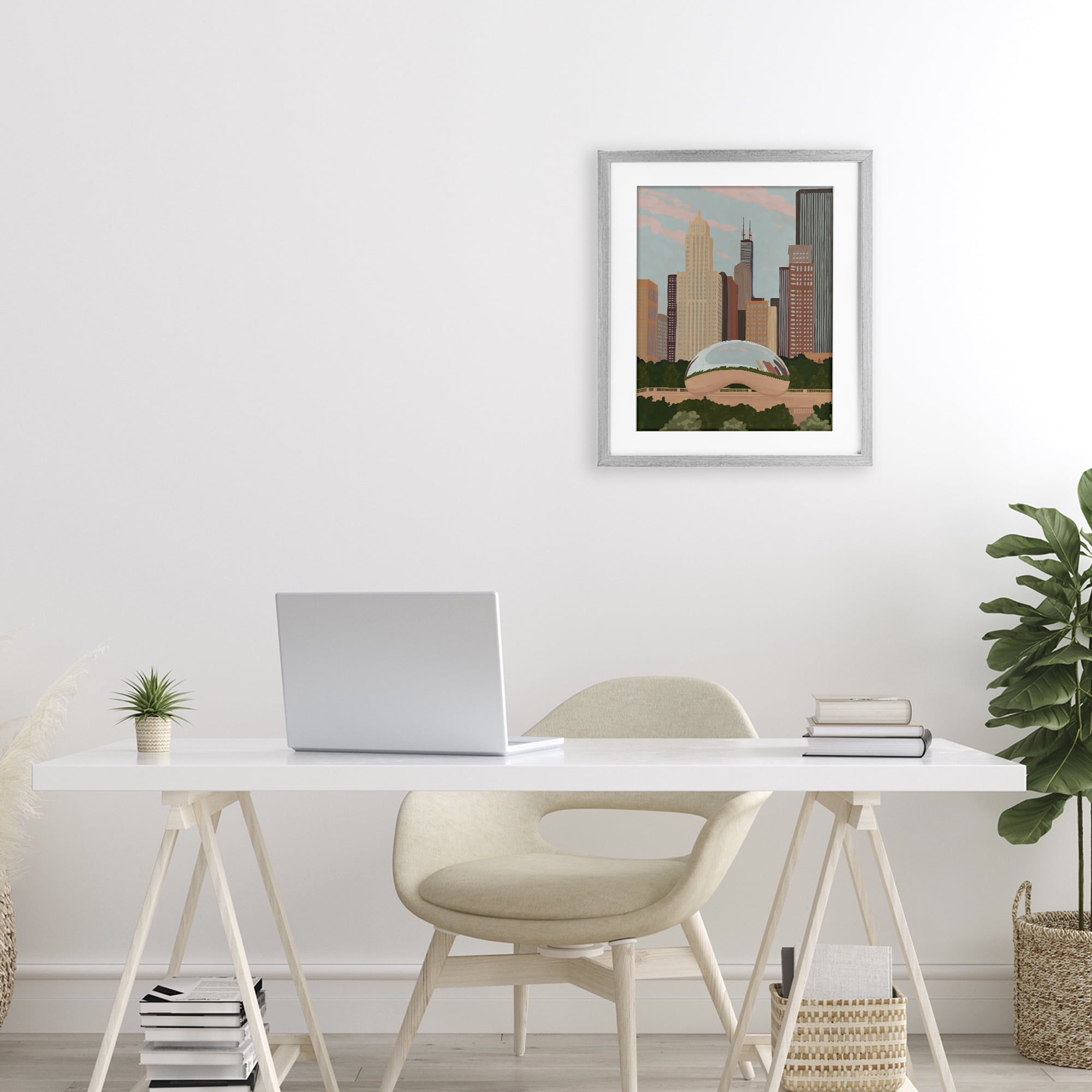 Stupell Industries Chicago Bean Cityscape Gray Framed Print Under Glass, design by Veronica Lara