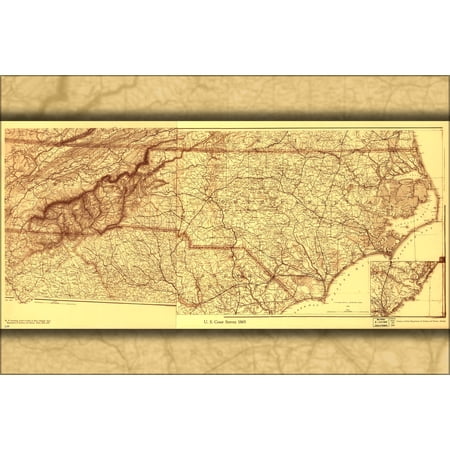 24"x36" Gallery Poster, map of North Carolina 1865 p2