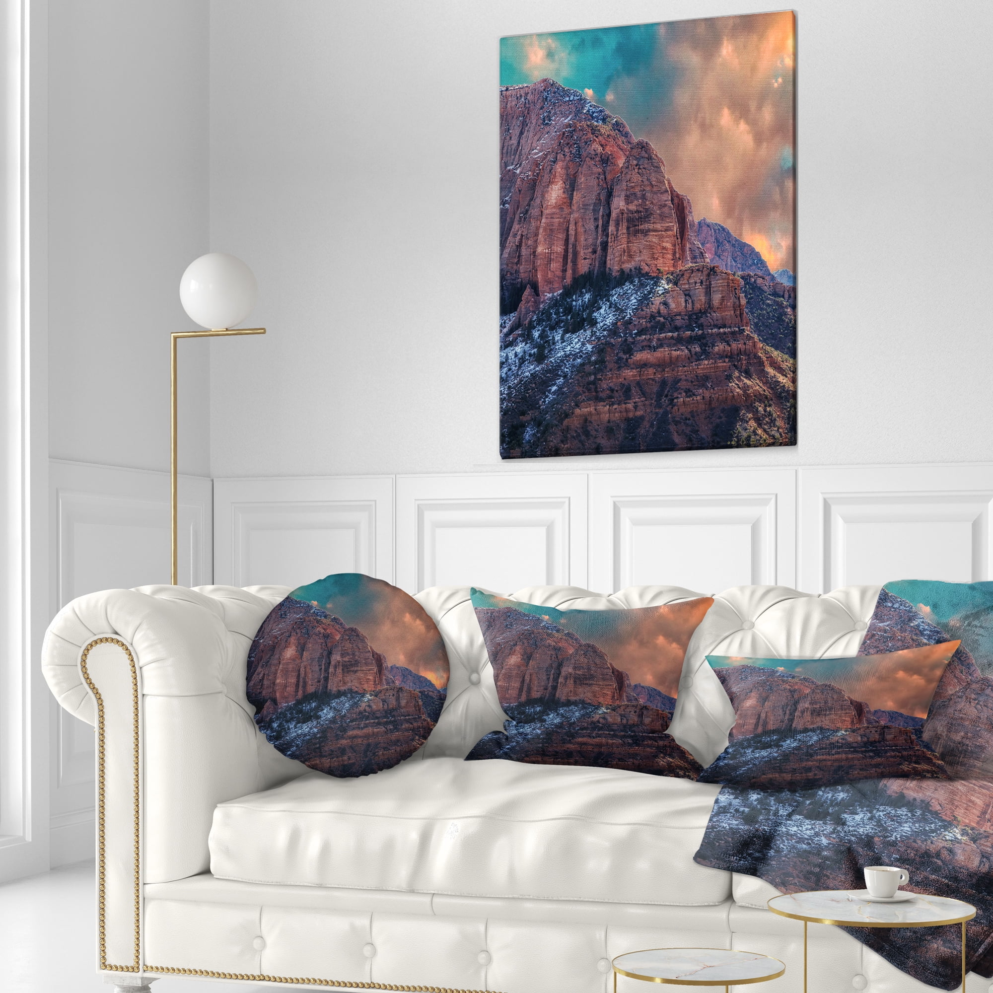 Designart Red Rock Under Sunrise Sky - Landscape Photography Throw Pillow - 12x20