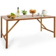 thumbnail image 1 of Costway Patio Rectangle Acacia Wood Dining Table Spacious Slatted Top Up to 6 Outdoor, 1 of 9